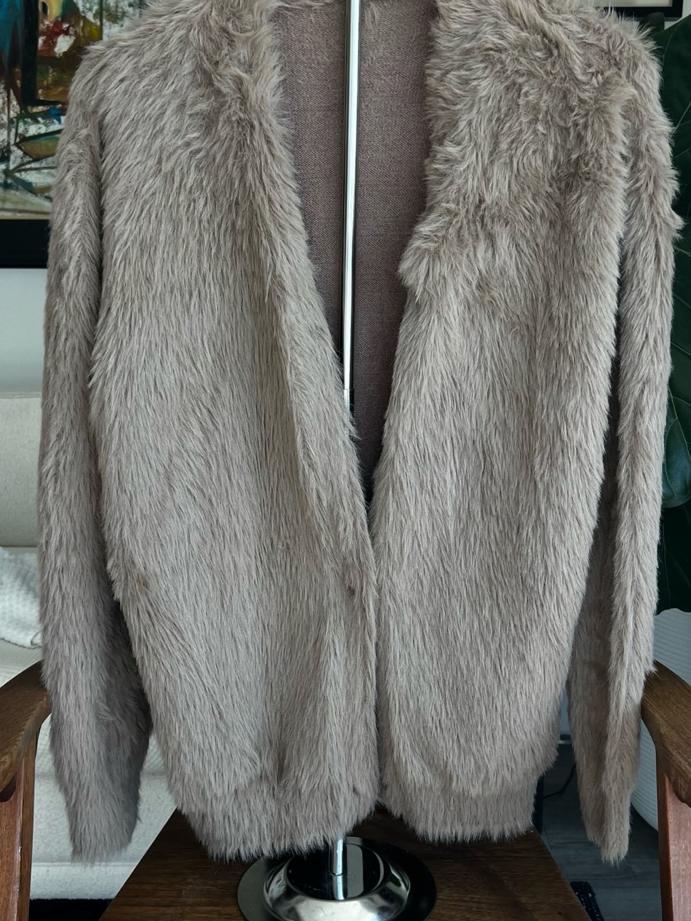 Taupe Faux Fur Cardigan – Women’s Super Soft and Cozy Cardigan